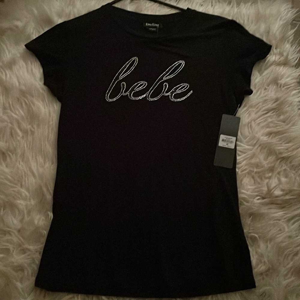 Black top BEBE brand with rhinestones